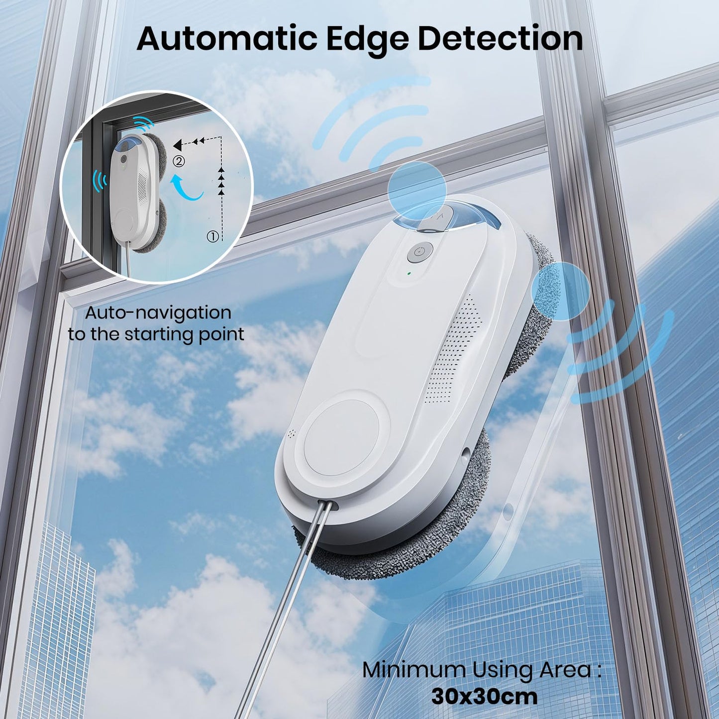 KKI Window Cleaning Robot, Auto Window Cleaner Robot, Dual Spray, Max 3200Pa, AI Path Planning & Edge Detection, Remote Control for Inside/Outside High-Rise Windows,Glass Door,8Cloths, X3 (White)