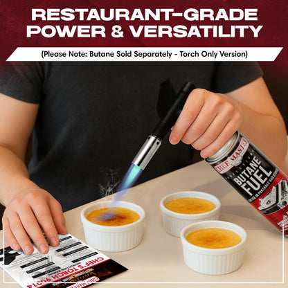 Chef's Torch, Kitchen Torch, Cooking Torch, Refillable Butane Torch Lighter w/ Adjustable Flame for Searing Steaks, Creme Brulee, Desserts, BBQ, Baking, Craft by Chef Master 90014(Butane Not Included)