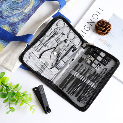 Manicure Set Pedicure Kit Womens Nail Clippers Set 32 in 1 Professional Grooming Care Tools Nail Kit Including Facial, Fingernails and Toenails Care with Travel Case Women (Rose Pink_32 in 1)