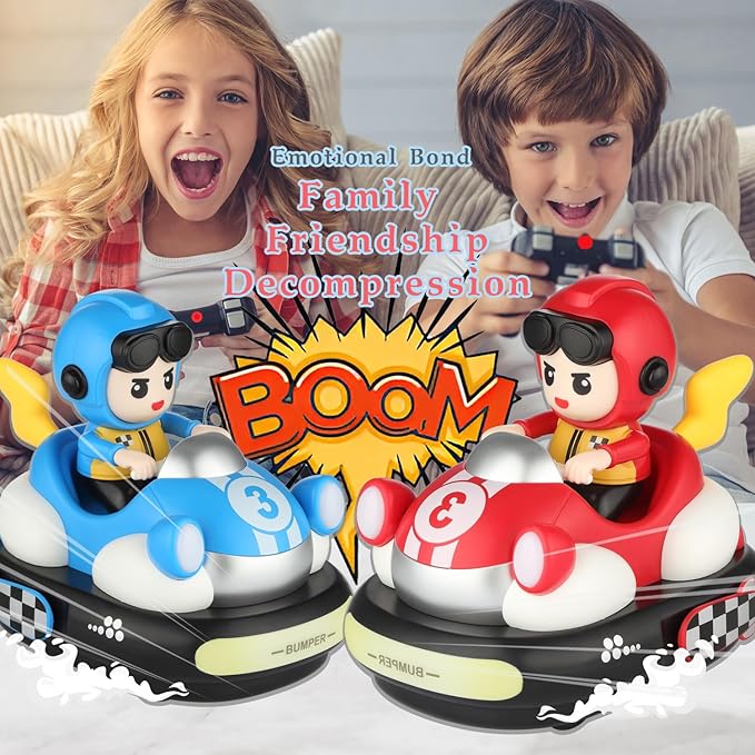 Remote Control Bumper Cars Toy (2 Cars Set) – Rechargeable RC Ejector Vehicles with Music &amp Lights 2-Player Battle Racing Game for Kids Ages 3–8 Birthday Gift