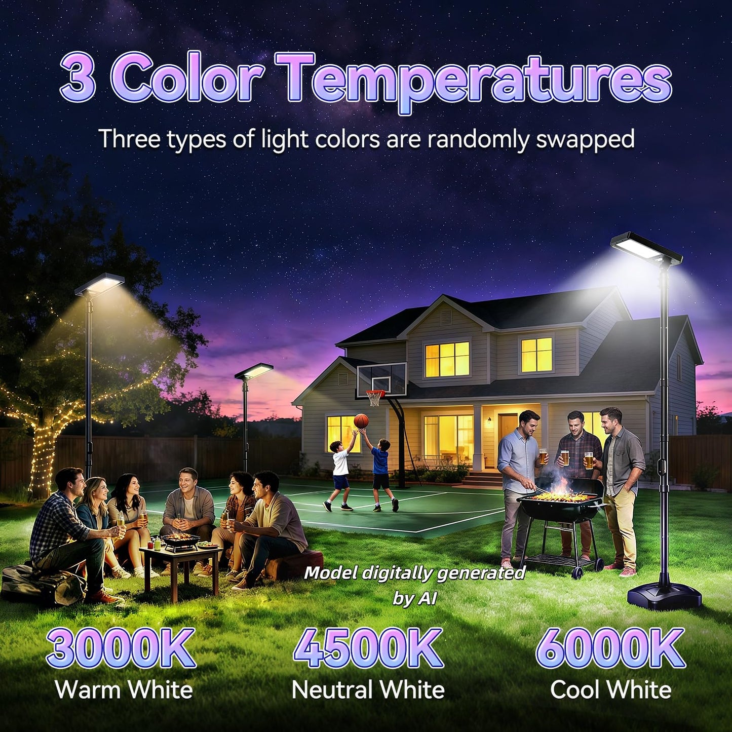 102" Solar Outdoor Street Lights with Speaker, Pole & Remote, Portable IP65 Waterproof LED Solar Flood Motion Post Light, Dusk to Dawn Solar Floor Lamp for House, Yard, Garden, Patio, Garage, Driveway