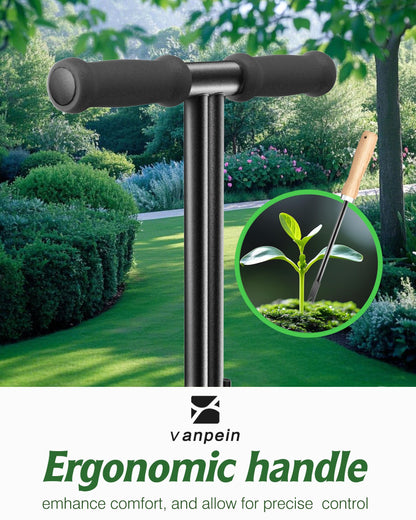 Lawn Aerator Garden Tool with Soil Core Tray, 38” Manual Grass Plug Aerators & A Cleaning Tool, Coring Aeration Tools with 3 Tines for Gardening, Soil Compaction, Lawn Yard Care, Patented Black