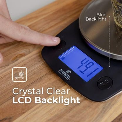 Fradel 0.1g Digital Kitchen Food Scale in Grams & Ounces - 11lb, for Cooking, Baking, Weight Loss - Round