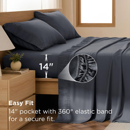 Bedsure Twin Sheets Set - 3 Pieces Soft Twin Bed Sheets - Breathable & Cooling - Hotel Luxury - Easy Care Polyester Microfiber Bedding for Women, Men, Grey