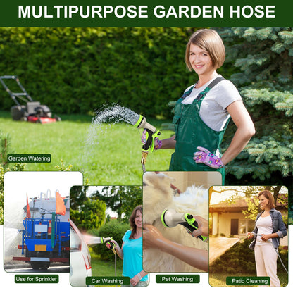 Garden Hose Metal 75 FT, Stainless Steel Hose, Water Hose with 10 Function Nozzle & Brass Nozzle, Lightweight, No Kink & Tangle, Easy to Use & Store, Heavy Duty Metal Hose for Yard and Lawn