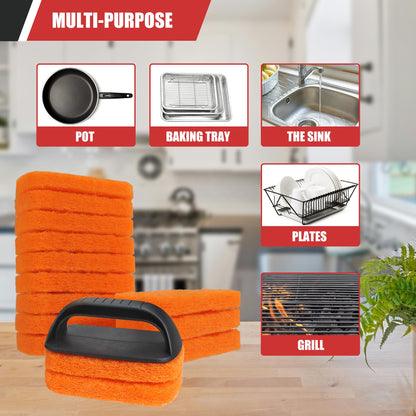 Griddle Cleaning Kit for Blackstone, 18 Pieces Flat Top Grill Cleaning Kit with Durable Scraper, Grill Brush, Cleaning Brick and Scouring Pads, Griddle Accessories Set for Easy Restoration