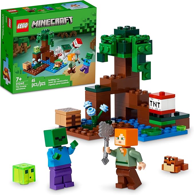 LEGO Minecraft The Swamp Adventure 21240 Building Game Construction Toy with Alex and Zombie Figures in Biome Birthday Gift Idea for Kids Ages 8+