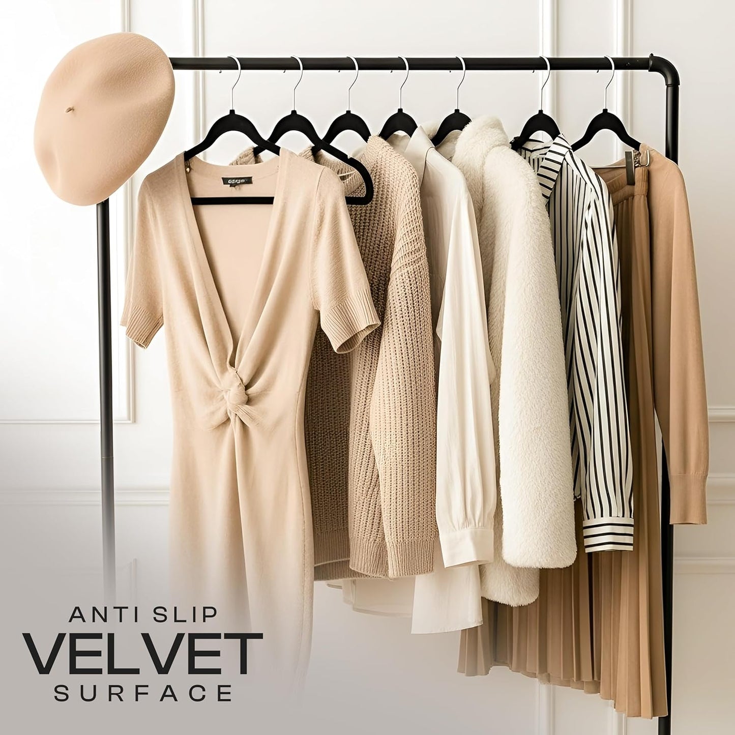 Utopia Home Velvet Hangers - 100 Pack Luxury Non-Slip Slim Coat & Pant Hangers - Black with 360° Swivel Hook