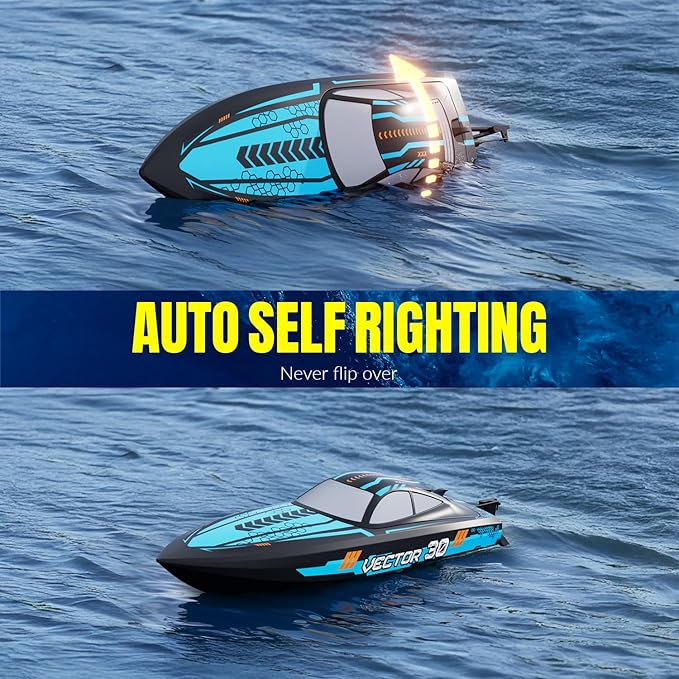 volantexrc RC Remote Control Boat for Pool2.4Ghz Control RC Boats for Adults Lake Electric Boat with Water Cooling System 2Rechargeable Batteries (Blue)