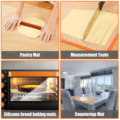 Silicone Pastry Mat 34x26 Inch Nonstick Baking Mat -Perfect for Doug, Pastry, Bread, Dough Rolling, Kneading Board, Pie Crust, Fondant, Pasta/Pizza, Kitchen Counter Mat
