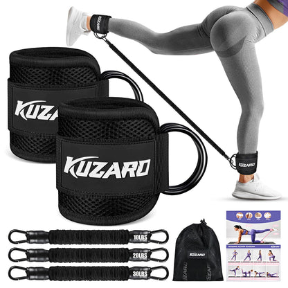 Ankle Resistance Bands with Cuffs, Ankle Weights Bands for Working Out, Women Leg and Glutes Workout Equipment, Exercise Bands for Kickbacks, Butt and Booty Trainer, Home Gym Fitness Equipment