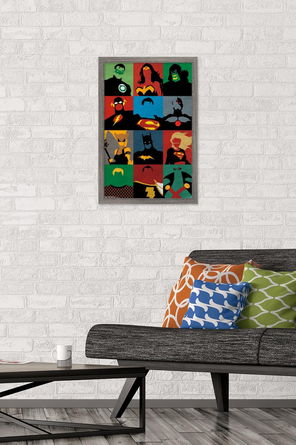 Trends International DC Comics - Justice League - Minimalist Wall Poster, 14.725" x 22.375", Barnwood Framed Version
