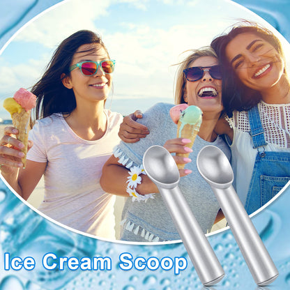 Suclain 3 Pieces Ice Cream Scoop 7 Inches Nonstick Anti Freeze Ice Cream Scooper with Comfort Handle Aluminum Alloy Design Professional Ice Cream Scoop Easy Clean for Gelato Cookie Sorbet (Silver)