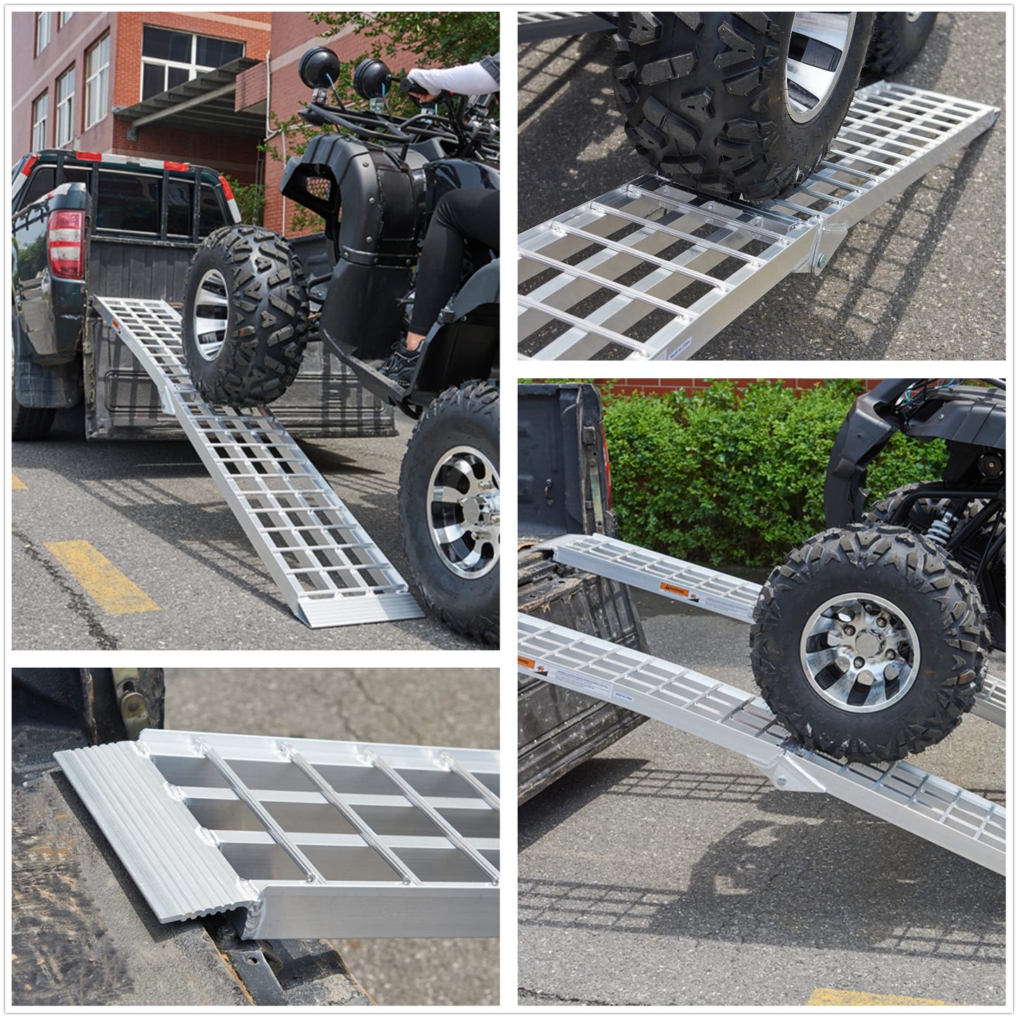 KOLOTOOL 7.5 FT Heavy Duty Aluminum Folding Loading Ramp for Pickup Trucks, 3000 lbs Capacity Truck Loading Ramps for Motorcycles, ATV, UTV Lawn Mowers,Tractors & Golf Carts, 90" Lx12 W (2 Pack)