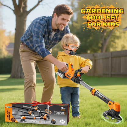 Kids Tool Set, 3 in 1 Kids Power Garden Tools with Sounds & Lights, Toy Weed Wacker, Toy Leaf Blower and Hedge Trimmer, Outdoor Toys, Toy Tools, Christmas Birthday Gifts for Boys 3 4 5 6 7 8 Year Old