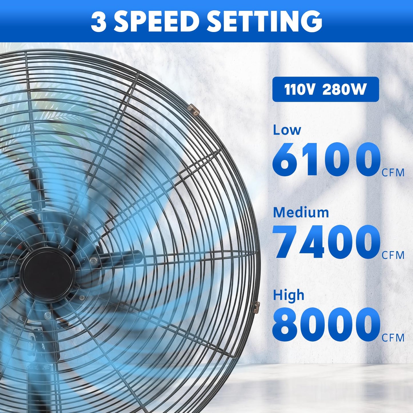 Aurelema 2 Pack 27 Inch Oscillating Pedestal Fans, 7500 CFM High Velocity Heavy Duty Floor Stand Fan with 3 Speeds, Copper Motor Commercial Standing Cooling for Garage Warehouse Workshop, Black