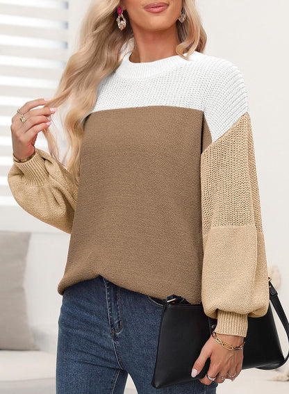 Dokotoo Women's Casual Long Sleeve Sweaters Loose Crewneck Knit Solid Pullover Sweater Jumper Tops