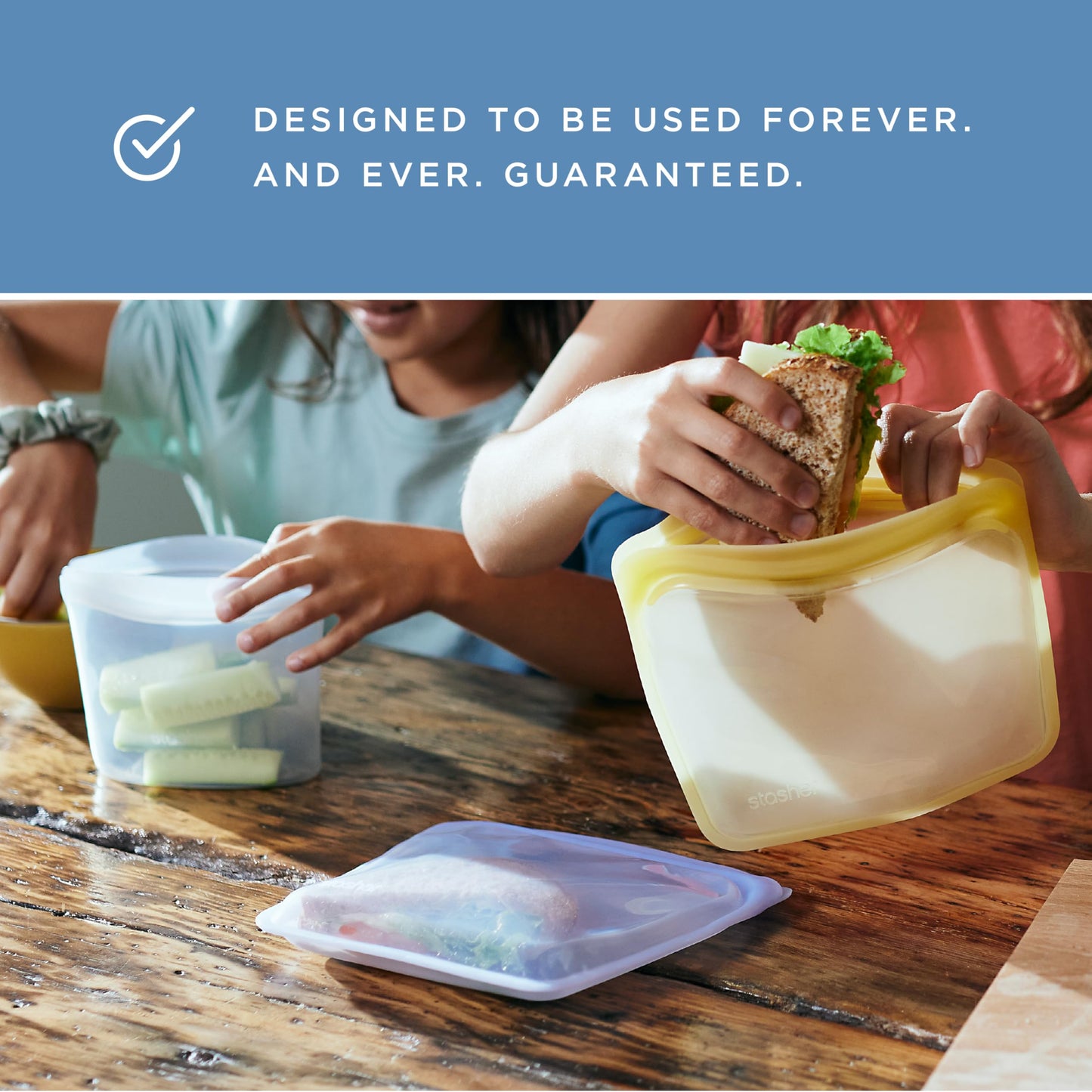 Stasher Premium Silicone Reusable Food Storage Half Gallon Bag, Clear, Microwave, Sous Vide, Dishwasher, Oven and Freezer Safe, BPA Free, Leak-free, Eco-friendly, 64 Oz