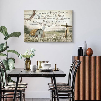Christian Wall Art | HDXUFJQ Barn Windmill Canvas Decor - I Still Believe in Amazing Grace (12"x16")