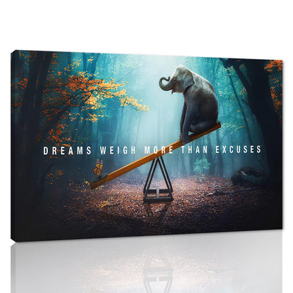 Inspirational Wall Art for Office Quotes Theme Home Wall Decor Dreams Weigh More Than Excuses Animal Life Motivational Framed Artwork Decor Modern Gallery Wrap Hanging Poster-44 W x 28" H