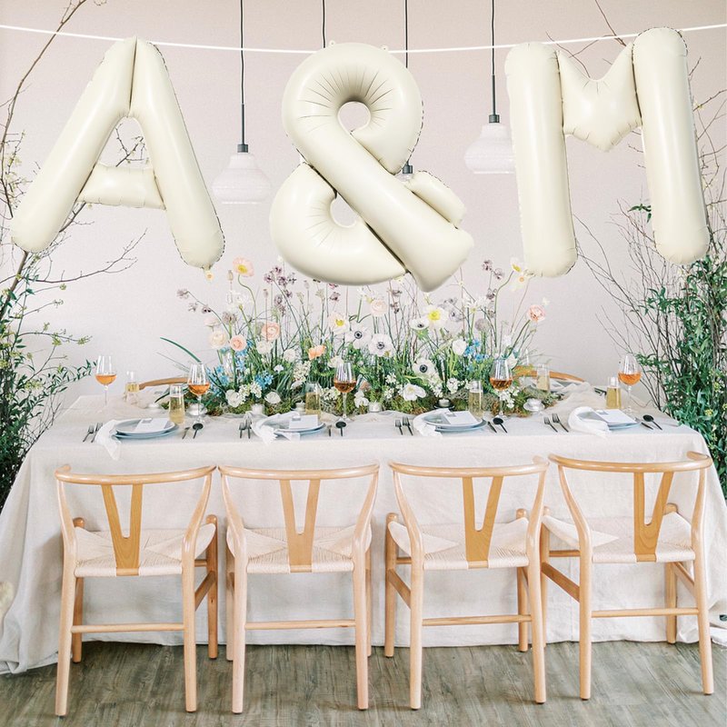 40 Inch Cream Giant Custom Alphabet & Foil Name Balloons - Ivory White, Mylar Self Inflating Beige Letters & Helium Letter Balloons for Women Girls Birthday Party Decorations