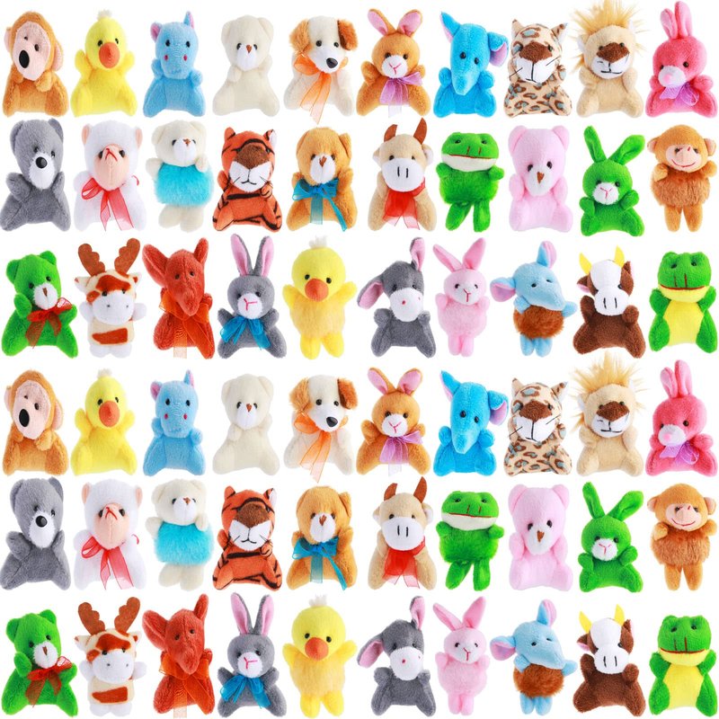 Skylety 60 Pack Animals Mini Plush Party Favors, Cute Small Plush Stuffed Animal Keychain Toy in Bulk for Carnival Prizes, Easter Basket Stuffers, Classroom Reward, Kindergarten Goodie Bag Fillers