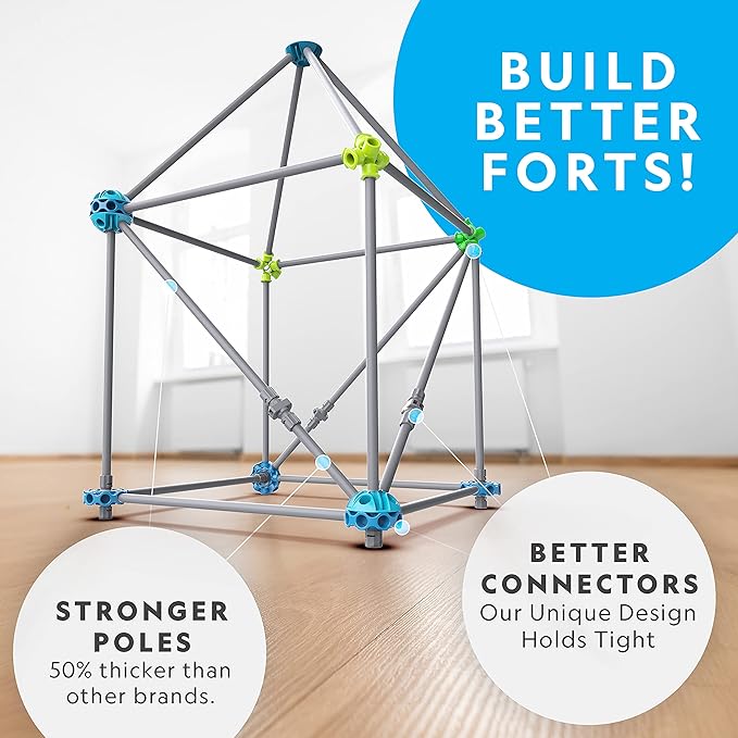 NATIONAL GEOGRAPHIC Kids Fort Building Kit - 70-Piece Indoor Fort Builder - Creative Play STEM Building Toy Building Kit for Kids 6-10 Blanket Fort Kit