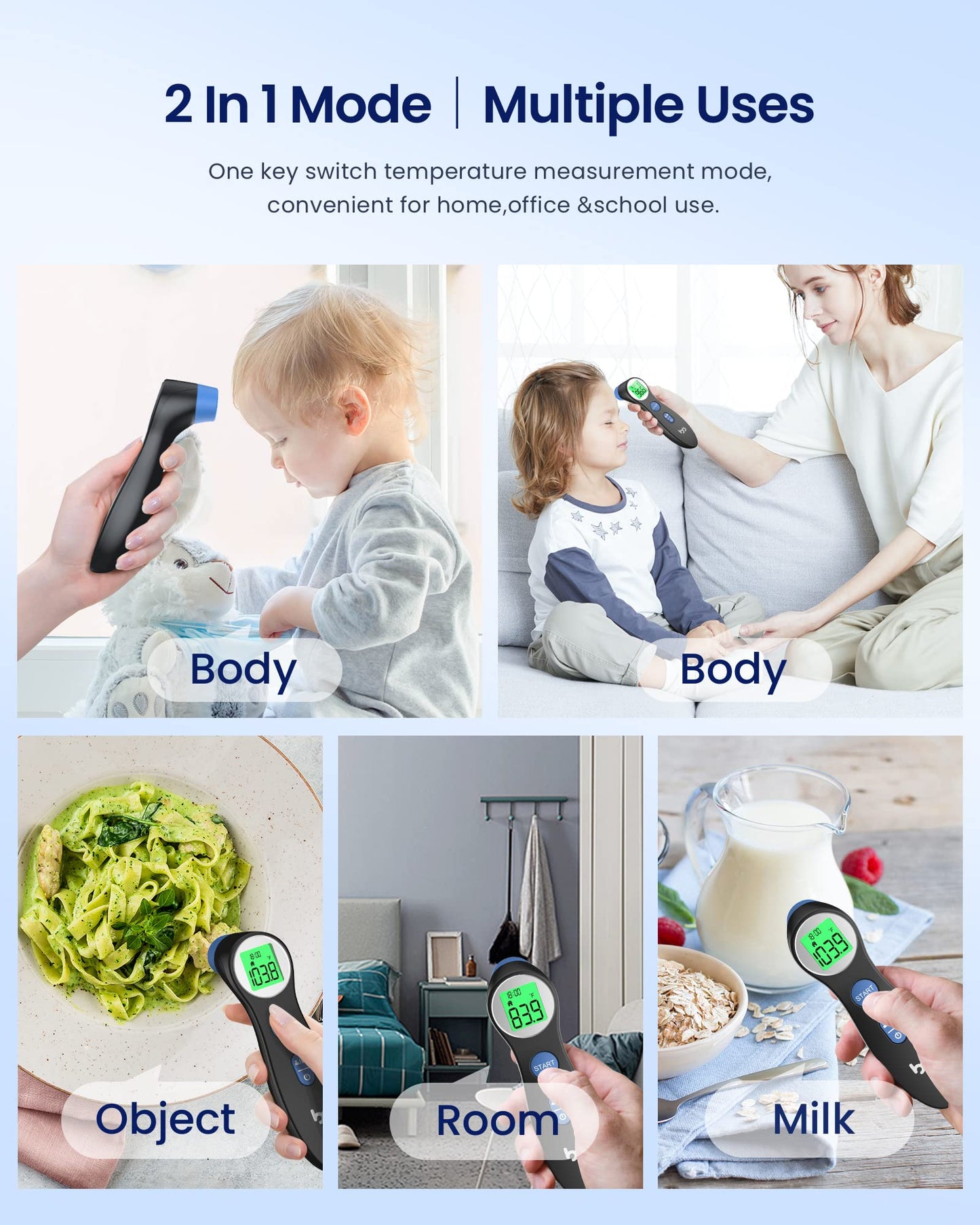 Forehead Thermometer for Adults and Kids, Digital Touchless Thermometer for Baby, Infants and Toddlers, 3 Color Fever Alarm, FSA HSA Eligible,1s Fast Accurate Reading, Non Contact