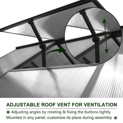VEIKOU 6’x12’ Greenhouse for Outdoors, Upgraded Rivet Structure with 2 Vents, Lockable Door, 4mm Twin-Wall Polycarbonate, Aluminum Heavy Duty Greenhouse for Winters, Gray