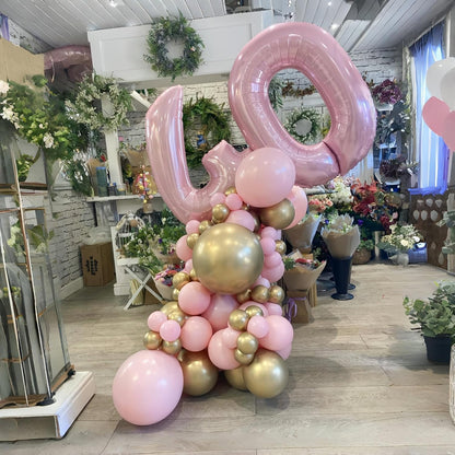 Skiennix Large Light Pink Number 5 Balloon - 40 Inch Self-Inflating Foil Decoration for Birthdays & Anniversaries