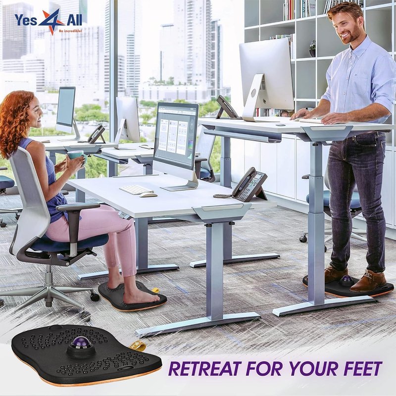 Yes4All Wobble Board with Massage Ball for Standing Desk/Anti Fatigue Office Foam Pad - Standing Desk Mat, Office Accessories