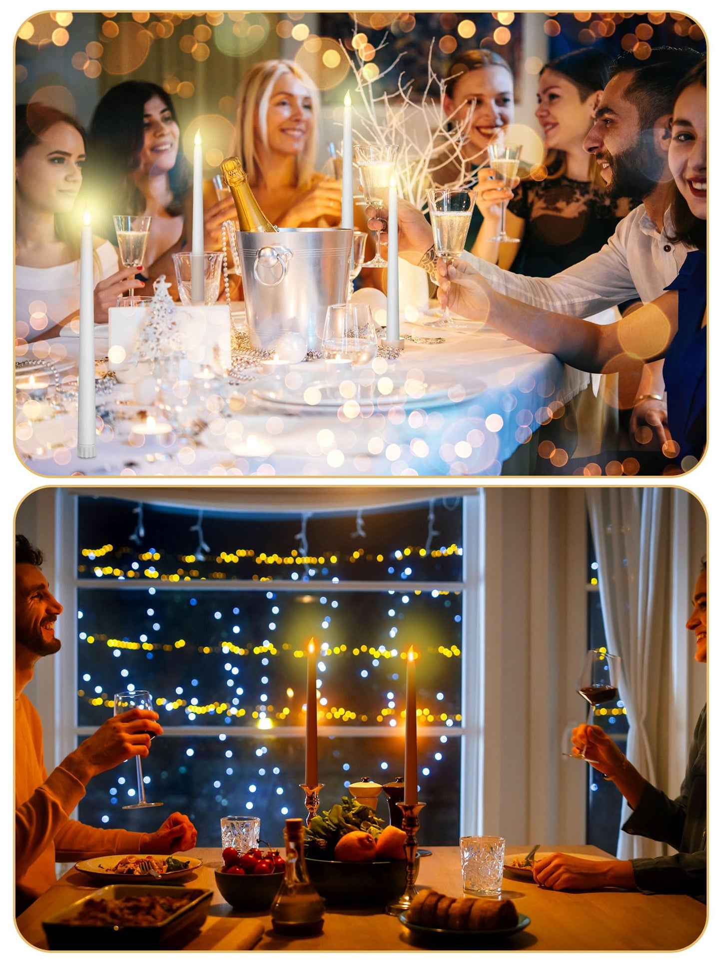 Funtery 48 Pcs Flameless LED Taper Candles Battery Operated Candles Bulk Realistic LED Candlesticks Flickering for Wedding Church Graduation Party Home Decor(White,Classic Style)