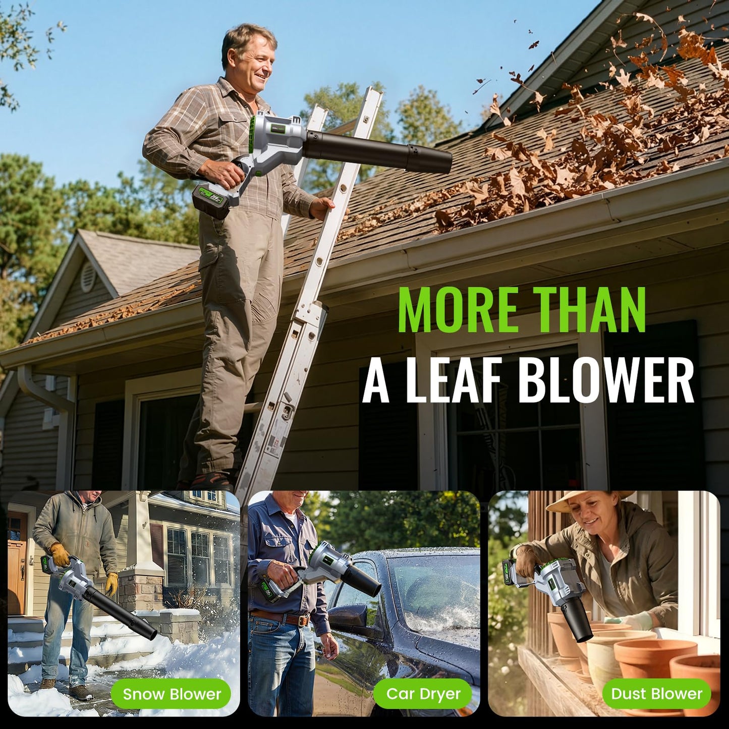 LUCKYTECH Leaf Blower Cordless, Brushless Handheld Leaf Blowers with 4.0Ah Batteries, 680CFM 180MPH with 5 Speeds, Lightweight Snow Blower Grass Blowers for Lawn Care, Patio, Yard, Garage
