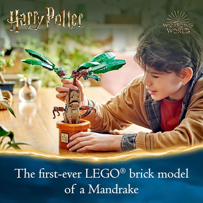 LEGO Harry Potter Mandrake Figure &amp Pot Plant Toy Harry Potter Collectible Gift Idea for Kids Magical Creature Playset for Room décor Harry Potter Toy for 10 Year Old Girls Boys or Any Fan 76