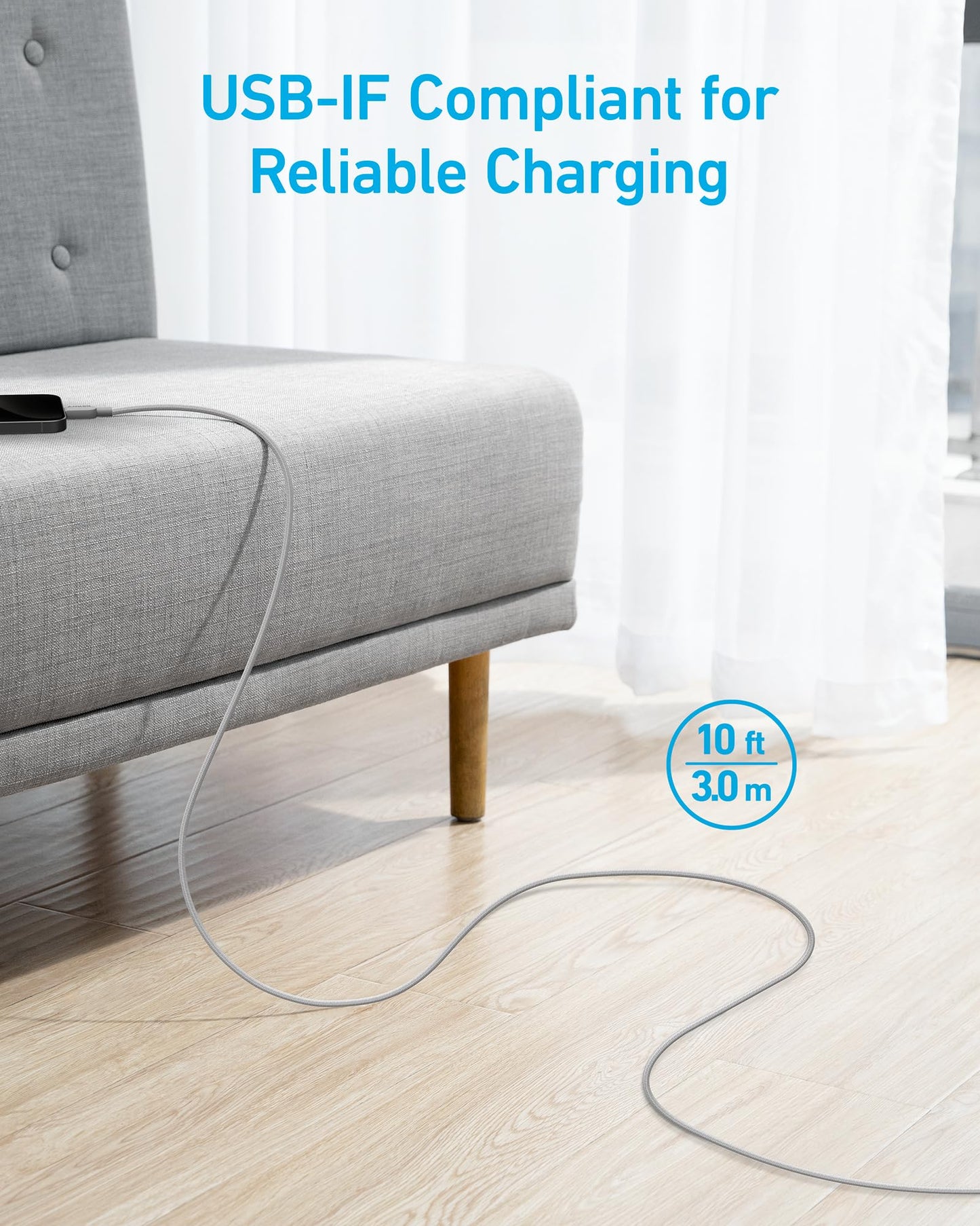 Anker USB A to USB C Cable, Charger Cord (2 Pack, 3FT), for iPhone 17 Series,Samsung Galaxy Note 10/S10+ S10, LG V30 (Black)