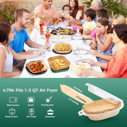 COSORI Small Air Fryer Liners - 100PCS Disposable Parchment Paper Sheets | 4.7 Inch Square for 2 QT Baskets
