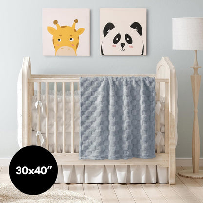 Americanflat 30x40 Jacquard Kids Throw Blanket - Soft, Breathable Mini Fleece for Couch & Bed - Gray Checkered Design