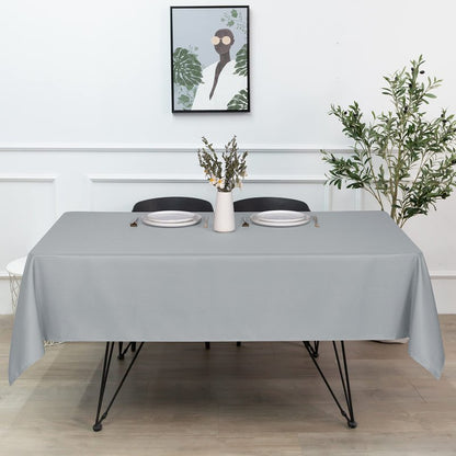 sancua Rectangle Tablecloth - 60 x 120 Inch - Stain and Wrinkle Resistant Washable Polyester Table Cloth, Decorative Fabric Table Cover for Dining Tables, Buffet Parties and Camping, Silver Grey