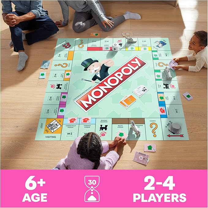 Spin Master Games Monopoly Giant Edition Classic Family Board Game for Indoor &amp Outdoor Play with Oversized Board Screenless Activity 2-4 Players for Ages 6 &amp Up