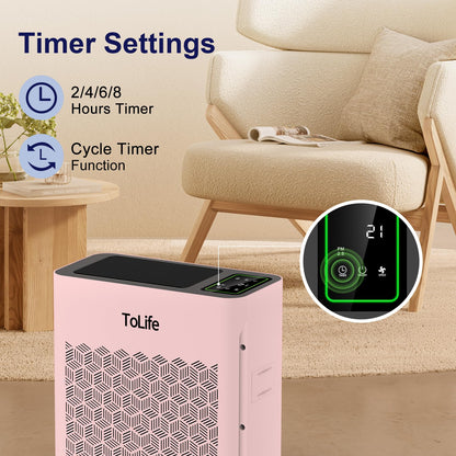 Tolife Powerful Air Purifiers for Home Large Room Up to 2000 Ft²Pets with Washable Filter, Sleep Mode, Timer, HEPA Filter Pet Air Purifier for Bedroom,White