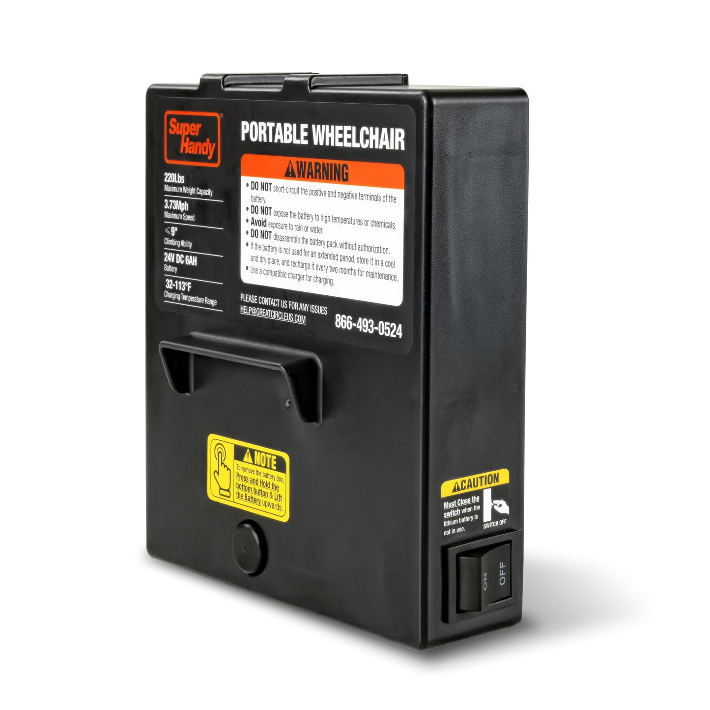 SuperHandy Wheelchair Replacement Battery - 24V 6Ah Lithium Extended-Life, Lightweight & Portable for Enhanced Mobility and Prolonged Use