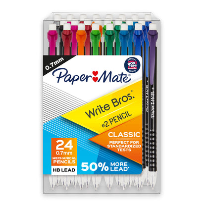 Paper Mate Mechanical Pencils 0.7mm Write Bros. Classic Number 2 Pencil Set Office Supplies Classroom Supplies Sketching Pencils Drafting Great for Standardized Testing 24 Count