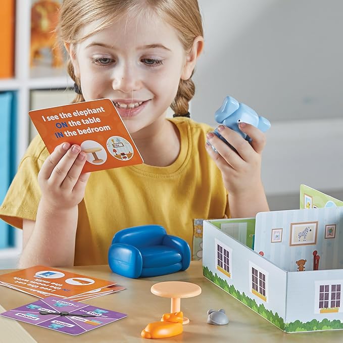 Learning Resources Elephant in the Room Positional Word Activity Set - Toddler Board Games Language and Critical Thinking Skills Sentence Building Language Development Gifts for Boys and Girls