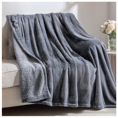 Heated Blanket Twin, Electric Blanket Soft Sherpa Flannel, 10 Hours Auto Shut-off & 8 Fast Heating Levels, Machine Washable ETL Certified, Heating Blanket for Bed & Sofa (62x84 inches, Gray)