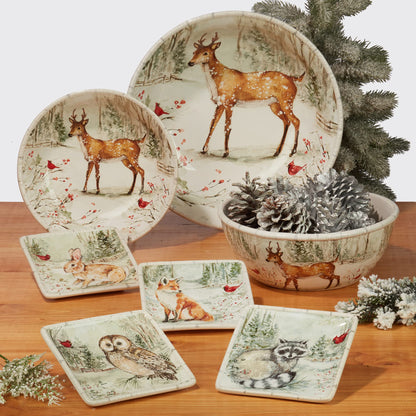 Certified International Winter's Walk 6" Canape/Luncheon Plates, Multicolor, Small, Set of 4