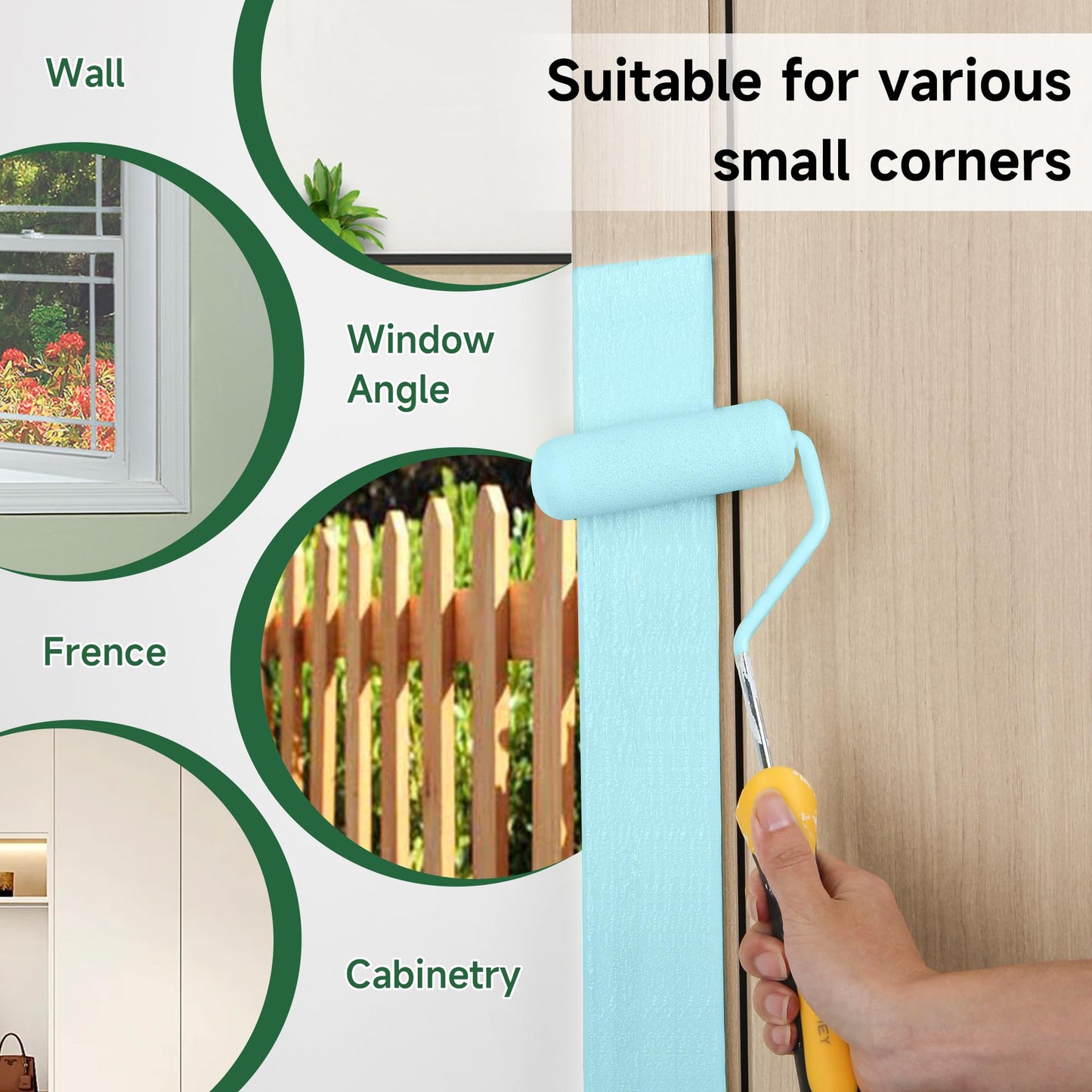 VOOMEY High Density Foam Paint Roller,Paint Roller Covers 6 inch,Small Paint Roller, Sponge Rollers for Painting House,Walls,Ceilings, Doors,Furniture(10 pack)