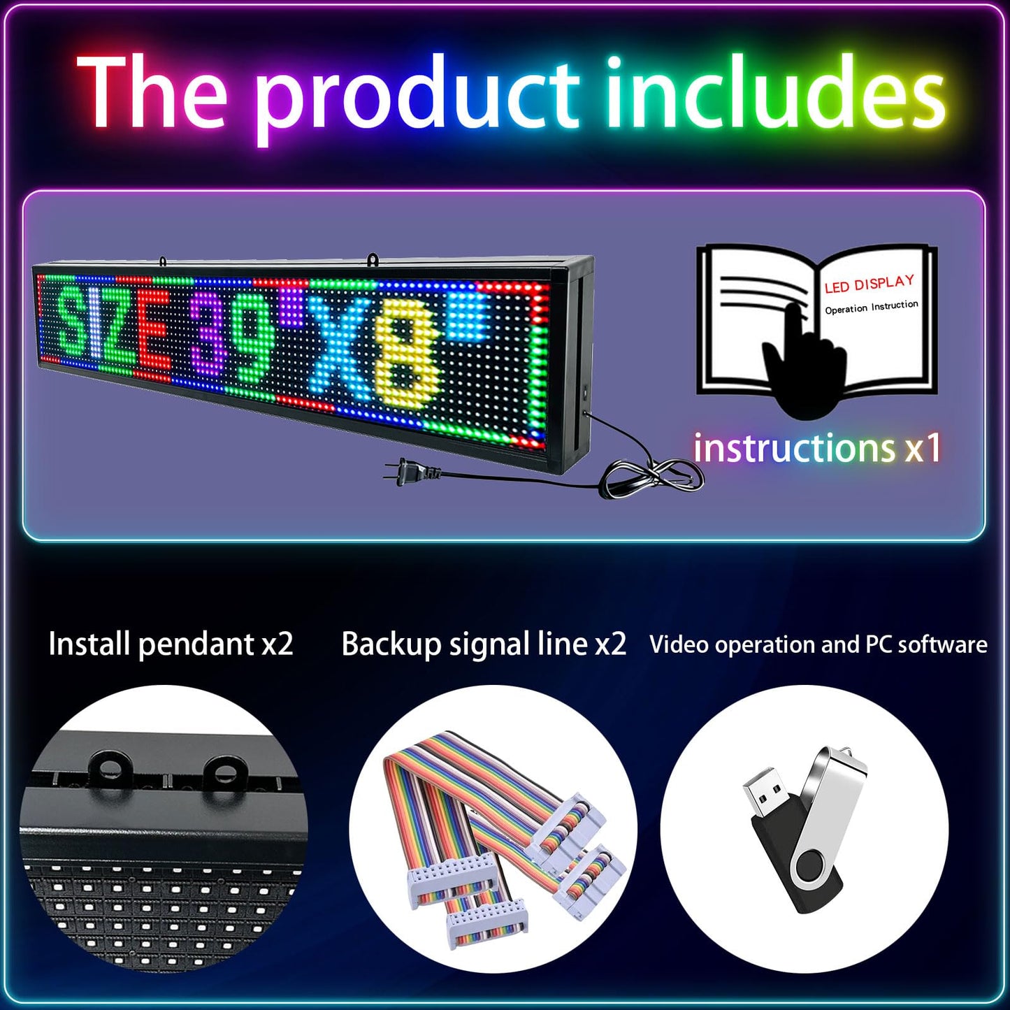 HIJH SAIL Outdoor Programmable Led Sign Waterproof Scrolling Digital Business Advertising Display Screen Custom Electronic Message Board Brightness App Control(39"X8")