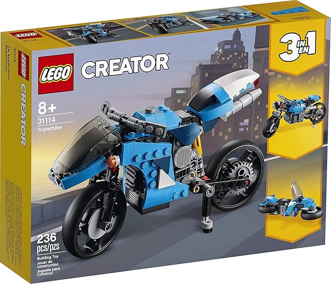LEGO Creator 3in1 Superbike 31114 Toy Motorcycle Building Kit Makes a Great Gift for Kids Who Love Motorbikes and Creative Building New 2021 (236 Pieces)