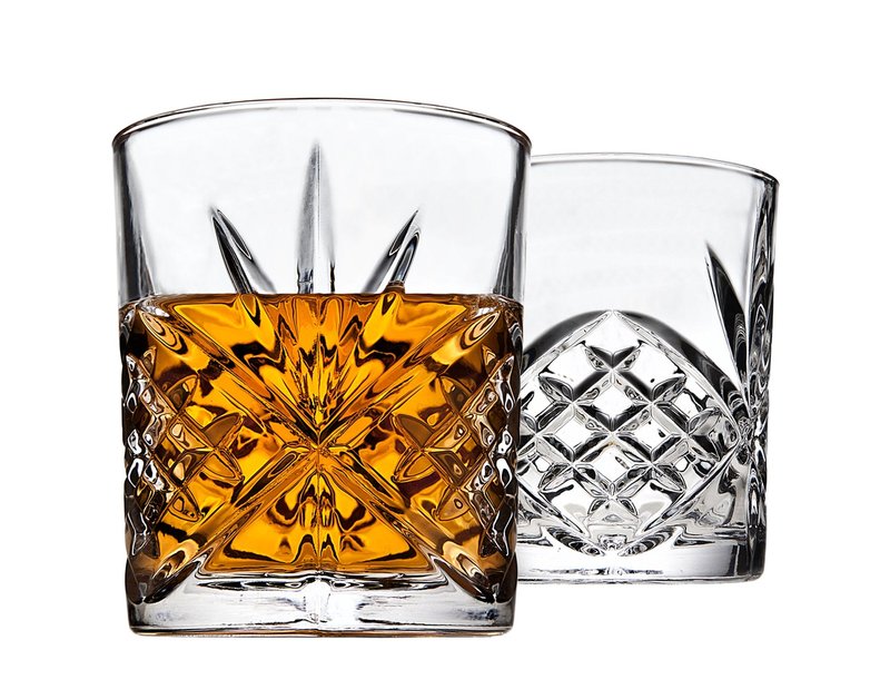 Lefonte Whiskey Decanter Set with 2 Old Fashioned Whisky Glasses for Liquor Scotch Bourbon or Wine - Irish Cut