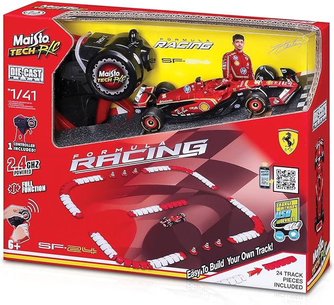 Maisto Tech R/C 1:41 2024 DC Ferrari SF-24 Car w/Track Leclerc #16
